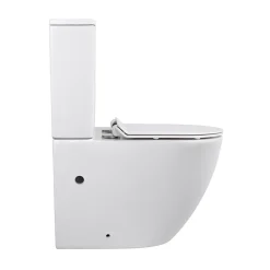 WC à poser sans bride en céramique + abattant SoftClose + réservoir de chasse, alimentation par le bas, blanc (CEPX030RREXVPBI)