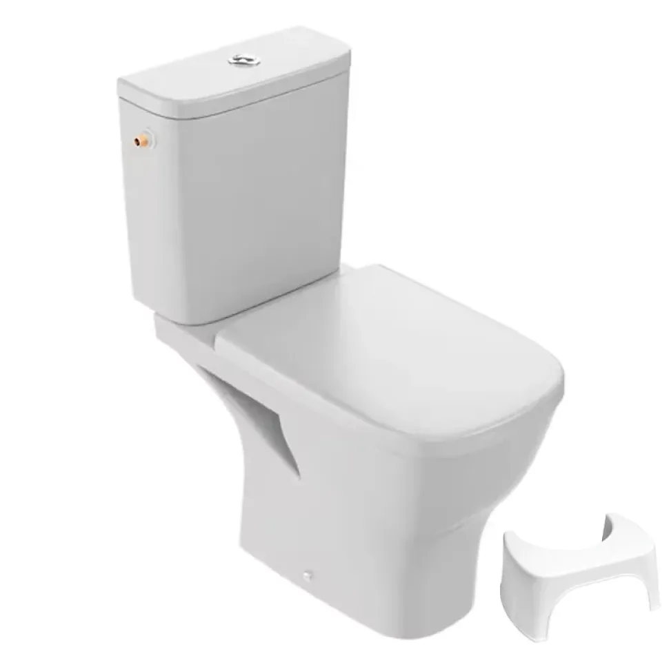WC à poser sans bride sortie horizontale JACOB DELAFON Struktura avec abattant + Tabouret physiologique blanc