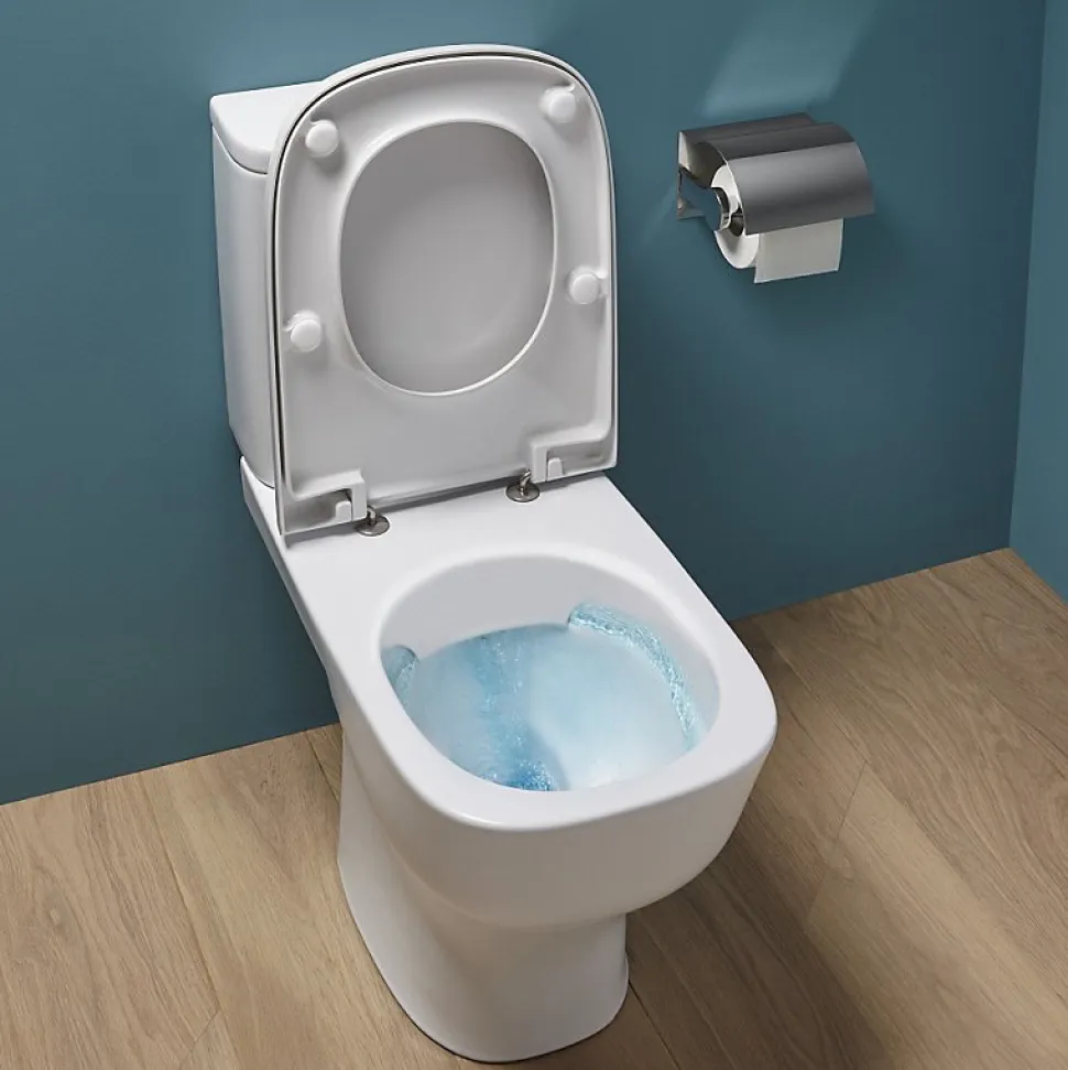 WC à poser sans bride sortie horizontale JACOB DELAFON Struktura avec abattant + Tabouret physiologique blanc