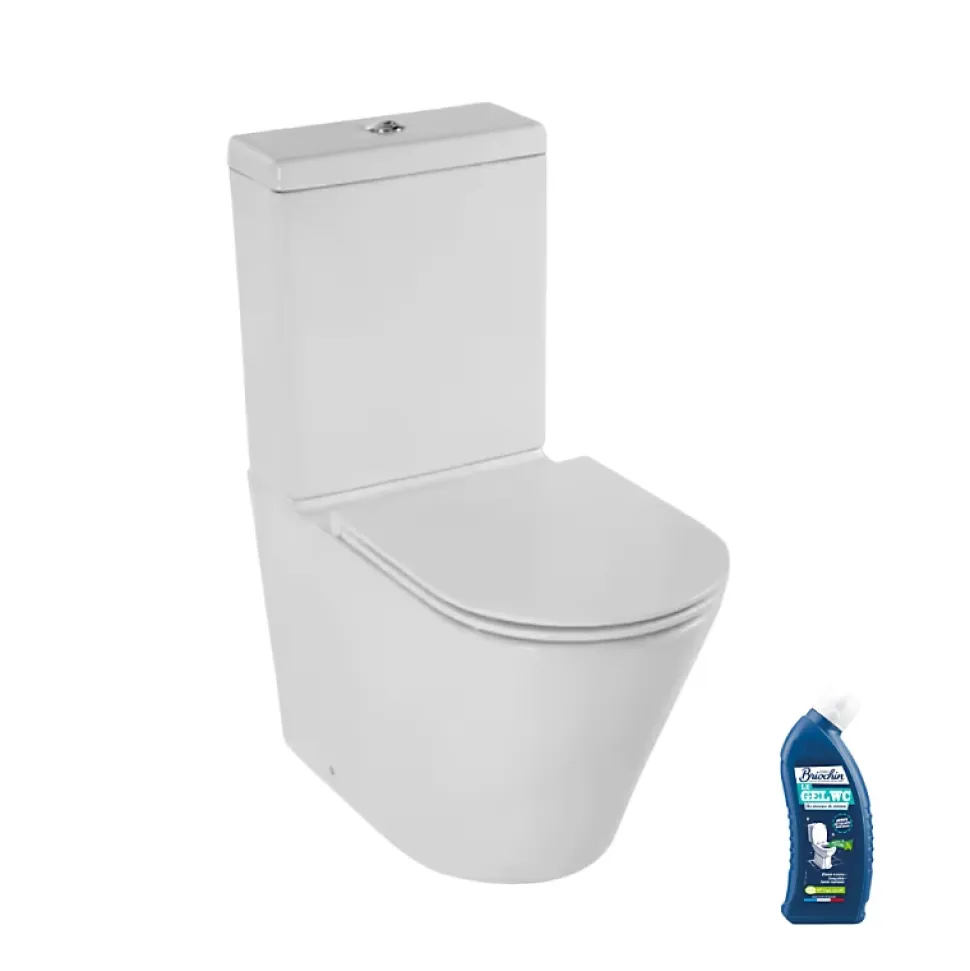 WC à poser sans bride sortie universelle JACOB DELAFON Rodin+ avec abattant frein de chute + nettoyant