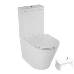 WC à poser sans bride sortie universelle JACOB DELAFON Rodin+ avec abattant frein de chute + tabouret physiologique blanc