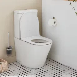 WC à poser sans bride sortie universelle JACOB DELAFON Rodin+ avec abattant frein de chute + tabouret physiologique blanc