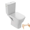 WC à poser sans bride sortie horizontale JACOB DELAFON Struktura avec abattant + Tabouret physiologique bois