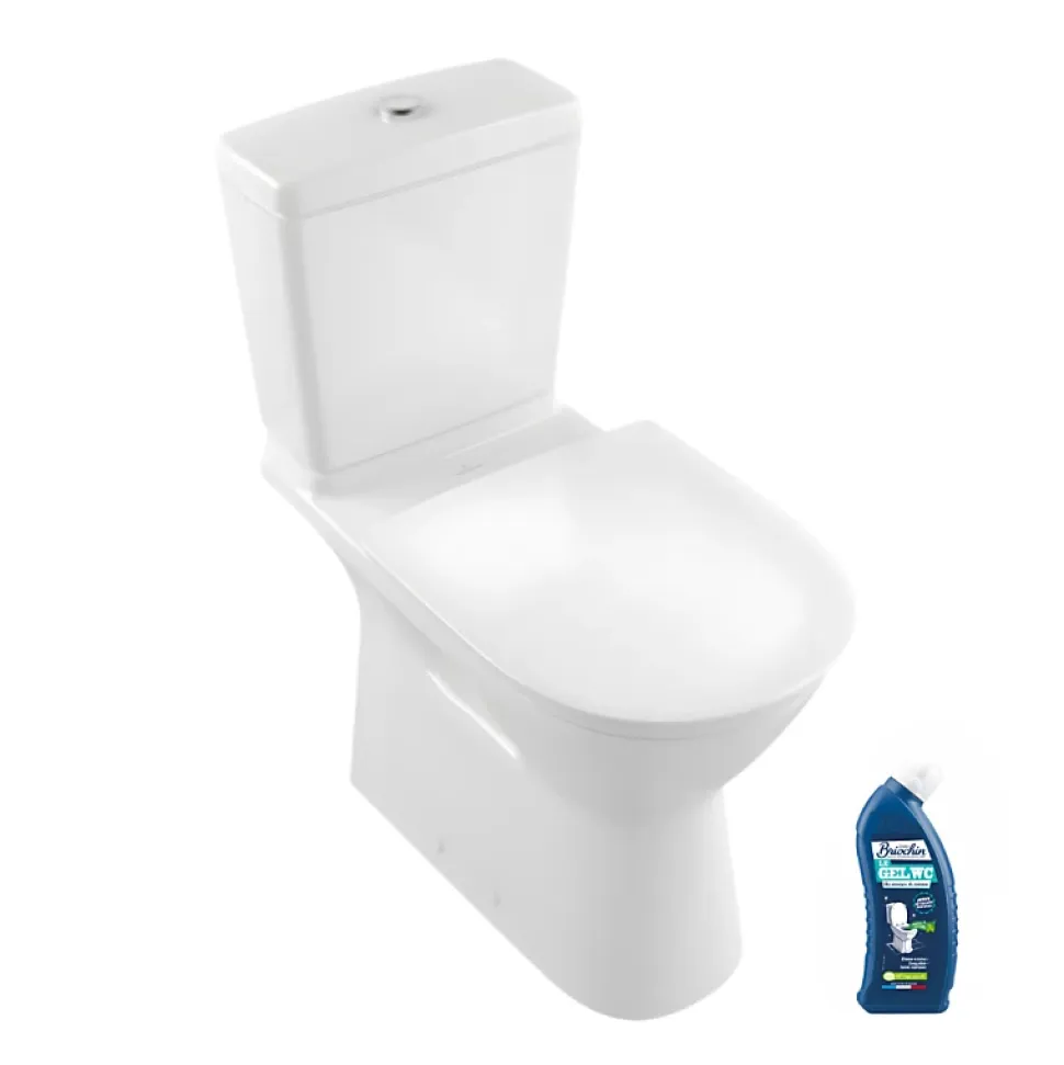 WC à poser sans bride sortie horizontale VILLEROY & BOCH O.novo Directflush avec abattant frein de chute + nettoyant