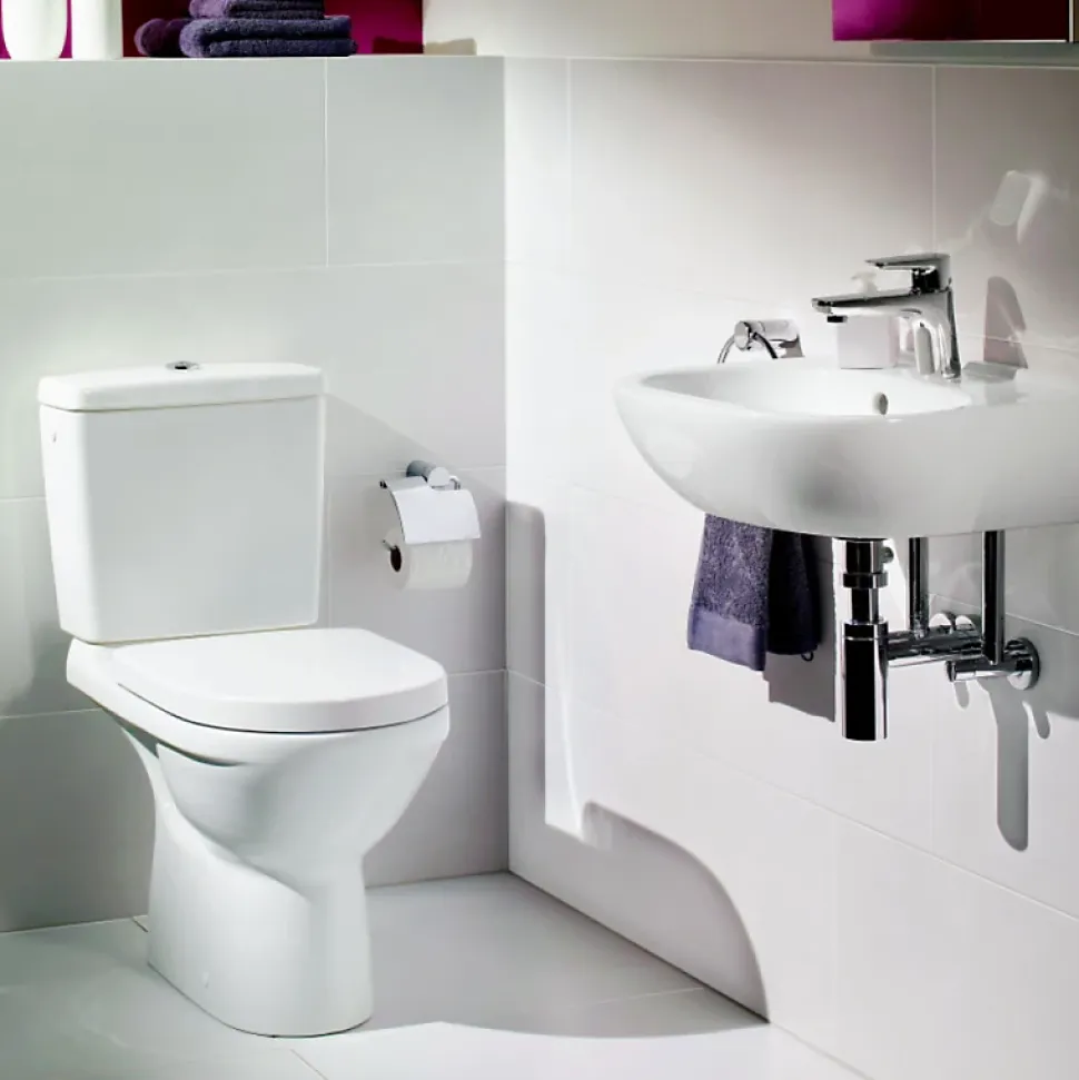 WC à poser sans bride sortie horizontale VILLEROY & BOCH O.novo Directflush avec abattant frein de chute + nettoyant