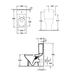 WC à poser sans bride sortie horizontale VILLEROY & BOCH O.novo Directflush avec abattant frein de chute + nettoyant
