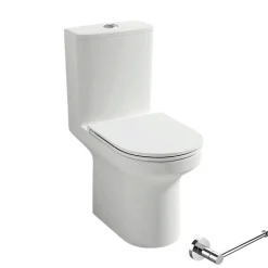 WC à poser sans bride sortie horizontale JACOB DELAFON Elite avec abattant frein de chute + Porte-rouleau rond Chromé
