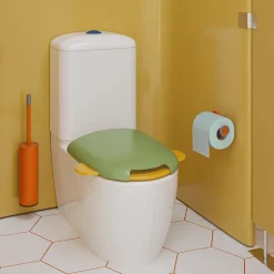 WC à poser sans bride VITRA Sento Kids Blanc + réservoir + abattant vert et jaune