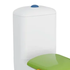 WC à poser sans bride VITRA Sento Kids Blanc + réservoir + abattant vert et jaune