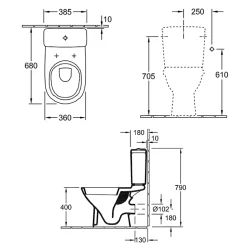 WC à poser VILLEROY ET BOCH O.novo avec abattant frein de chute déclipsable + nettoyant Briochin