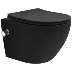 WC suspendu chasse d'eau tornado nano fonction bidet noir mat Softclose