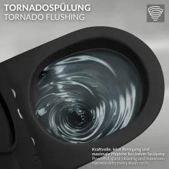 WC suspendu chasse d'eau tornado nano fonction bidet noir mat Softclose