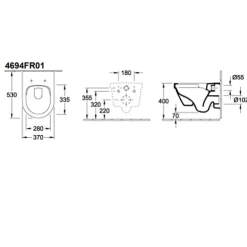 WC suspendu combi-pack VILEROY ET BOCH Architectura 53 x 37 x 40 cm