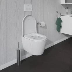 WC suspendu compact sans bride DURAVIT Me by Starck avec abattant frein de chute