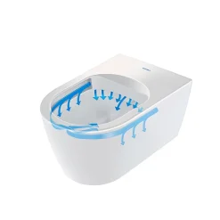 WC suspendu compact sans bride DURAVIT Me by Starck avec abattant frein de chute