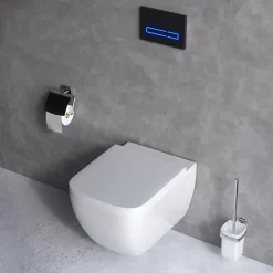 WC suspendu céramique sans bride cuvette WC suspendu sans bord FlashClean abattant amov. frein chute softclose blanc AM.PM Gem
