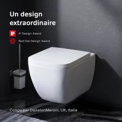 WC suspendu céramique sans bride cuvette WC suspendu sans bord FlashClean abattant amov. frein chute softclose blanc AM.PM Gem