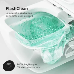 WC suspendu céramique sans bride cuvette WC suspendu sans bord FlashClean abattant amov. frein chute softclose blanc AM.PM Gem