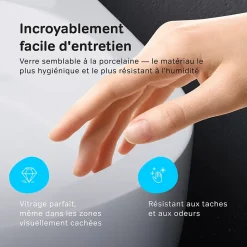 WC suspendu céramique sans bride cuvette WC suspendu sans bord FlashClean abattant amov. frein chute softclose blanc AM.PM Gem