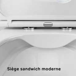 WC suspendu céramique sans bride cuvette WC suspendu sans bord FlashClean abattant amov. frein chute softclose blanc AM.PM Func