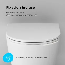 WC suspendu céramique sans bride cuvette WC suspendu sans bord FlashClean abattant amov. frein chute softclose blanc AM.PM Func