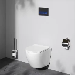 WC suspendu céramique sans bride cuvette WC suspendu sans bord AquaSpin abattant amov. frein chute softclose, blanc AM.PM Like