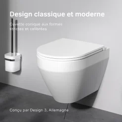 WC suspendu céramique sans bride cuvette WC suspendu sans bord FlashClean abattant amov. frein chute softclose blanc AM.PM