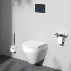 WC suspendu céramique sans bride cuvette WC suspendu sans bord FlashClean abattant amov. frein chute softclose blanc AM.PM