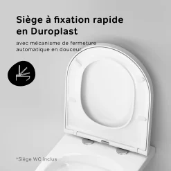 WC suspendu céramique sans bride cuvette WC suspendu sans bord FlashClean abattant amov. frein chute softclose blanc AM.PM Hit