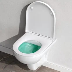 WC suspendu céramique sans bride cuvette WC suspendu sans bord FlashClean abattant amov. frein chute softclose blanc AM.PM Hit