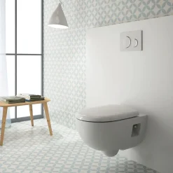 WC suspendu sans bride GEBERIT Renova, semi-caréné + abattant ralenti et déclipsable, Blanc