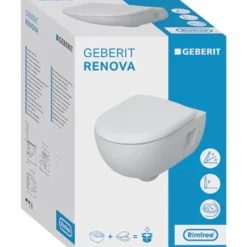 WC suspendu sans bride GEBERIT Renova, semi-caréné + abattant ralenti et déclipsable, Blanc