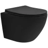 WC suspendu sans rebord court nano-revêtement noir mat céramique SoftClose