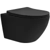 WC suspendu sans rebord long en céramique noir mat avec siège de WC Softclose