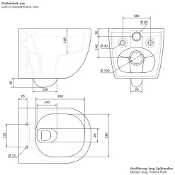 WC suspendu sans rebord long en céramique noir mat avec siège de WC Softclose