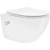 WC suspendu sans rebord nano revêtement fonction bidet long blanc céramique