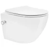WC suspendu sans rebord nano revêtement fonction bidet blanc céramique