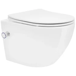 WC suspendu sans rebord nano revêtement fonction bidet blanc céramique