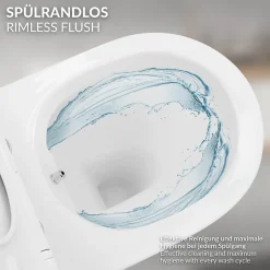WC suspendu sans rebord nano revêtement fonction bidet blanc céramique