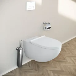 WC suspendu, Toilettes suspendues sans rebord avec abattant fermeture en douceur - 37,2x32x57,5cm - Blanc mat - DuraVento
