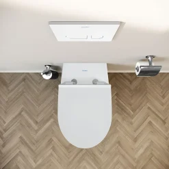 WC suspendu, Toilettes suspendues sans rebord avec abattant fermeture en douceur - 37,2x32x57,5cm - Blanc mat - DuraVento