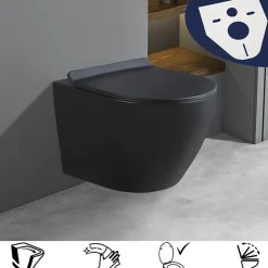 WC Toilettes : cuvette noire avec siège de toilette Slim Soft-Close