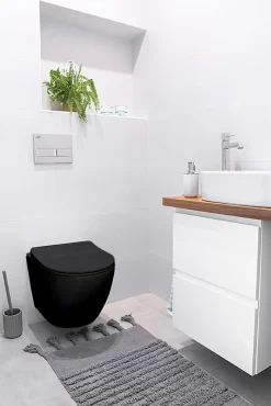 WC Toilettes : cuvette noire avec siège de toilette Slim Soft-Close