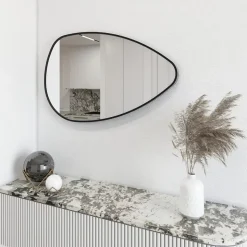 51x80 cm Purity miroir suspendu asymétrique, cadre en aluminium, noir (SATZPURAS5180CE)