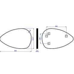 51x80 cm Purity miroir suspendu asymétrique, cadre en aluminium, noir (SATZPURAS5180CE)