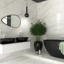 51x80 cm Purity miroir suspendu asymétrique, cadre en aluminium, noir (SATZPURAS5180CE)