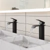 2x Robinet Salle de Bain Noir Cascade Bec Haut Mitigeur de Lavabo Robinetterie en Acier Inox pour lavabo et vasque Design Moderne