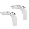 2x Robinets Salle de Bain Mitigeur de Lavabo en Laiton de Qualité Blanc Chromé Robinetterie pour Lavabo Hauteur sous Bec 125mm