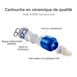 2x Robinets Salle de Bain Mitigeur de Lavabo en Laiton de Qualité Blanc Chromé Robinetterie pour Lavabo Hauteur sous Bec 125mm