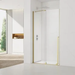 X-MOTION Porte de douche 120x200cm Coulissante, anticalcaire avec profilé Or brillant (SATBWIXM120NIKAZ)